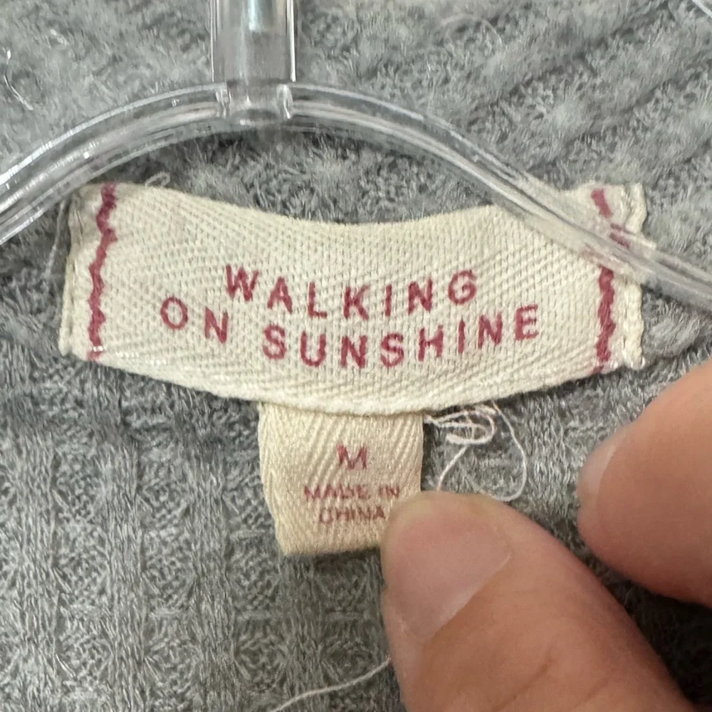 Walking On Sunshine Gray Cardigan Sweater with Waterfall Front Girls Size Medium